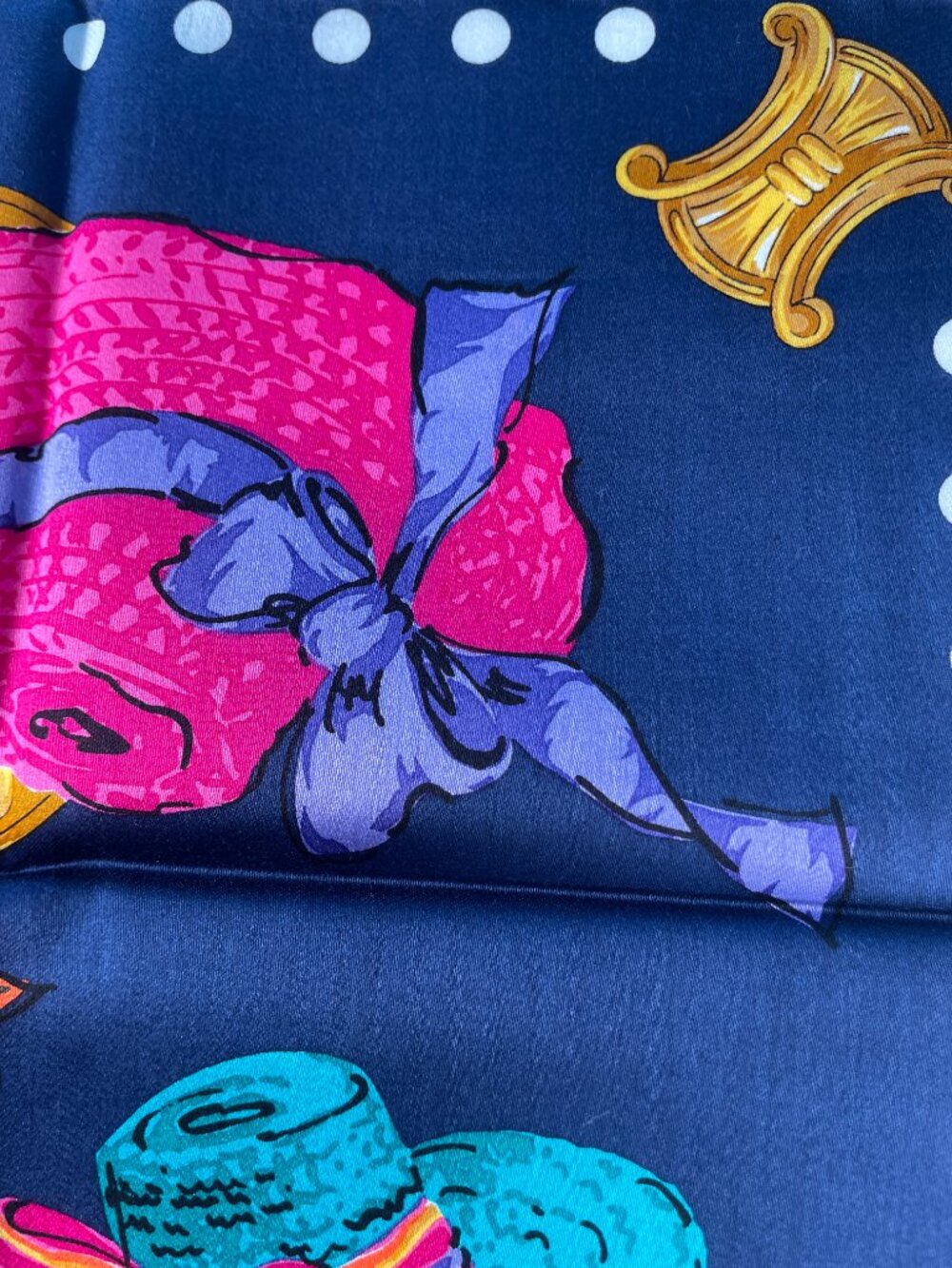 Céline Paris Cotton Scarf Colorful Hat Print - Picture 5 of 15